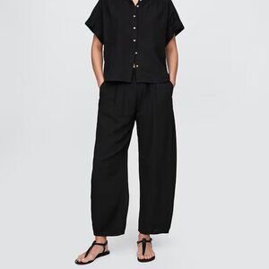 GAP Cotton Gauze Easy Barrel Pants | Basic Black | M | NWT